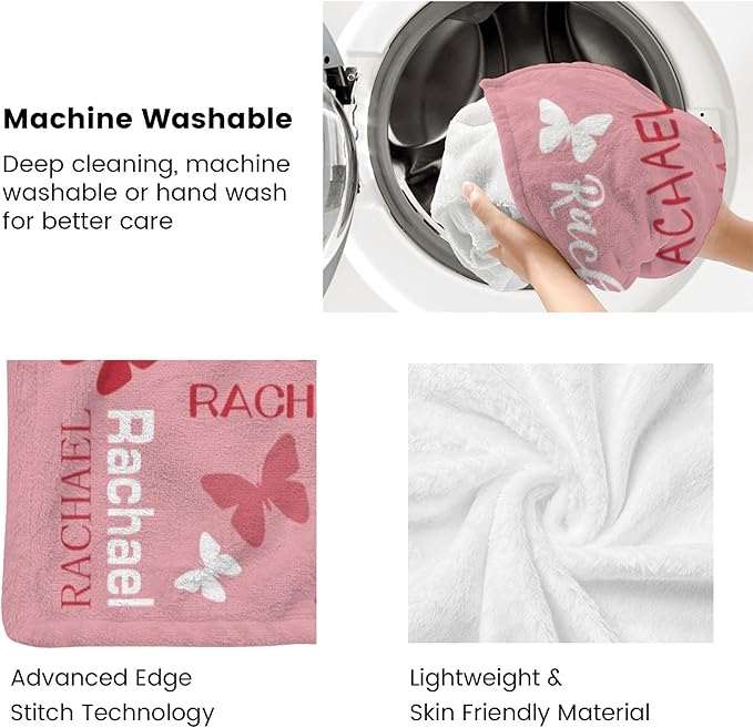 Personalized Throw Blanket with Name Custom Blankets Customized Baby Blanket for Girls Kids Adult Birthday Gift