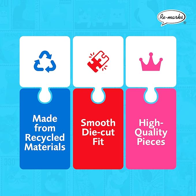 Re-marks Cat Postage-Stamp Collage Puzzle, 500-Piece Puzzle for All Ages