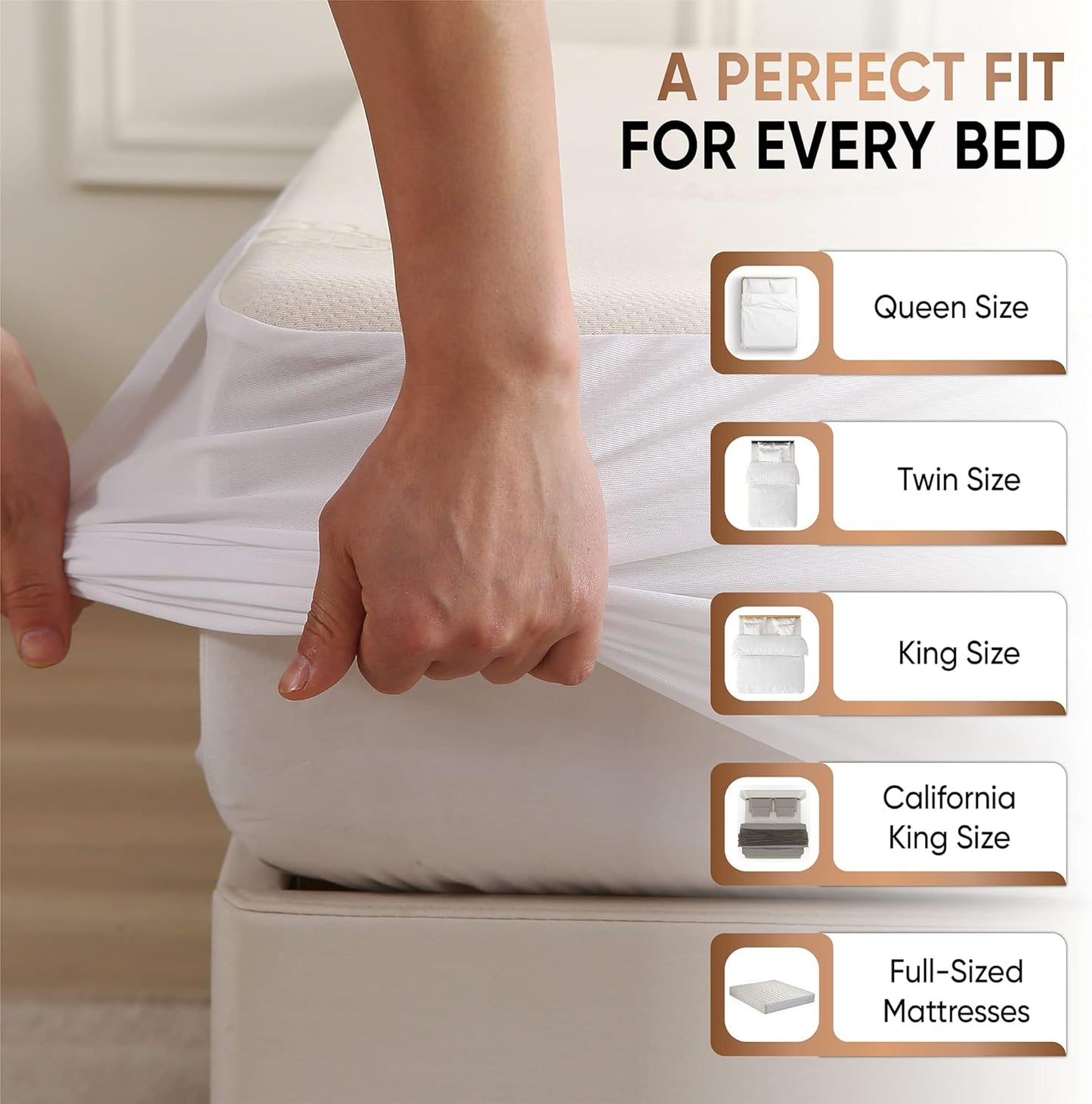 Waterproof Organic Mattress Protector Queen - Organic Cotton Breathable Mattress Pad Cover - 250 GSM Comfort - Deep Pocket - Fitted Comfort