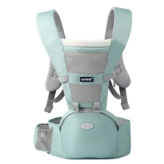 Baby Carrier with Hip Seat, 6-in-1 Baby Newborn to Toddler, Adjustable Baby Hip Seat Carrier for Breastfeeding, All Seasons (wrj-new-8101-green)