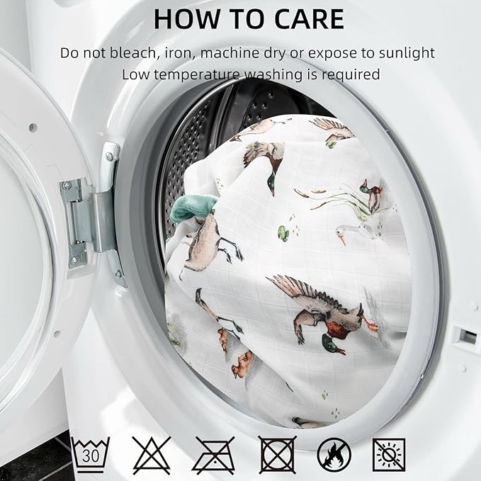 LifeTree Baby Blankets for Newborn, Soft & Lightweight Swaddle Blankets, Muslin Front and Dotted Fleece Backing Receiving Bed Blanket, 31X40 Inches, Baby Girl & Boy Blanket, Duck and Green