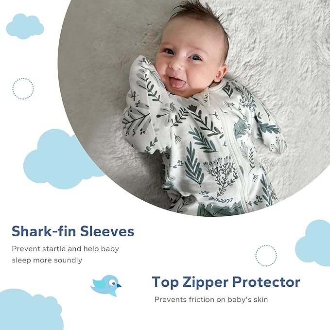 ZIGJOY Shark-Fin Transition Swaddle - 1.0 Tog Baby Sleep Sack Soft Cotton Transitional Swaddle Baby Wearable Blanket