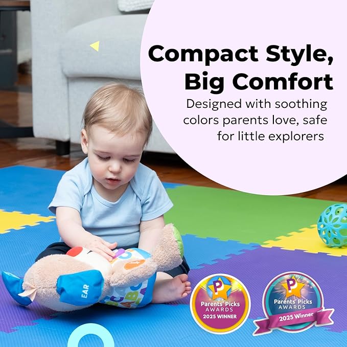 MioTetto Baby Play Mat, Comfortable Tummy Time Mat – Portable Foam Floor Tiles, Safe baby mat for floor for Crawling & Development, Soft play mat for babies 0-6 months, Stylish interlocking foam tiles