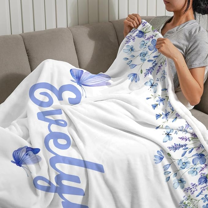 Customized Butterfly Baby Blanket - Personalized Soft Fleece Bed Throw for Newborns, Toddlers - Girls & Boys - Birthday & Christmas