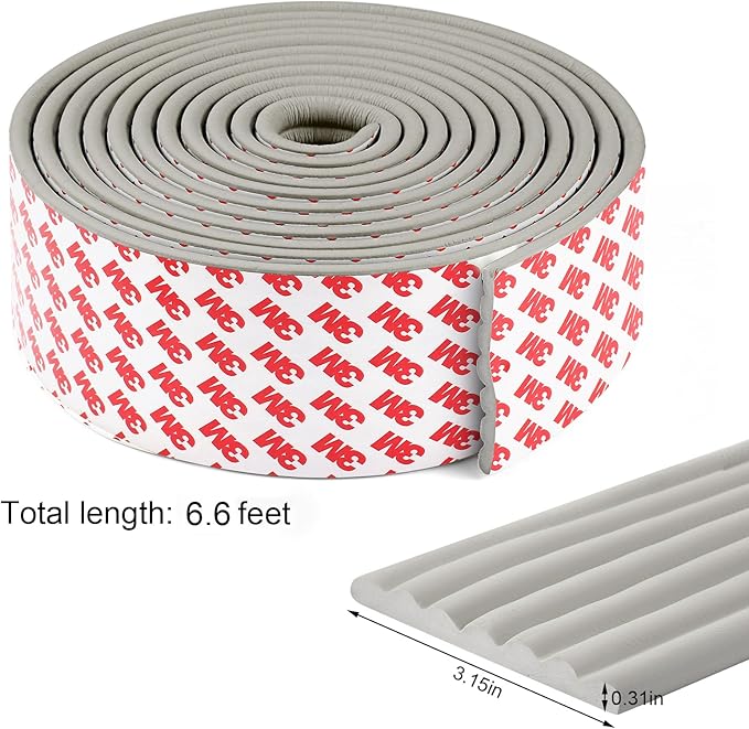 Upgrade Baby Proofing Edge Guards 6.6 ft Protector with 3M Adhesive Double Sided Tape,Extra-Wide Soft NBR Rubber Foam Padding,Furniture Safety Corner Edge Bumper Guard-Grey