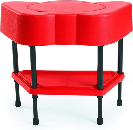 Children's Factory AFB5100PR Toddler Sensory Table with Lid, Adjustable Height Sand & Water Indoor/Outdoor Play Equipment for Kids Playroom/Homeschool/Classroom, Red