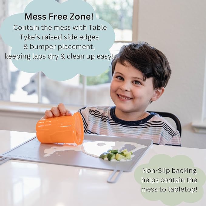 The Table Tyke Silicone Placemat with Table Edge Bumper for Baby Toddler Suction Cup Safety Mat (Sage Green)