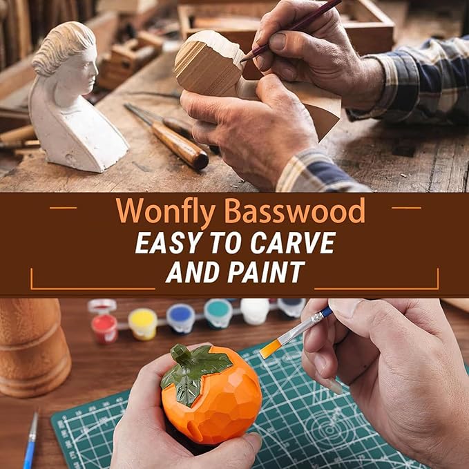 19PCS Basswood Carving Blocks, 3 Sizes Whittling Wood Blocks, Unfinished Craft Wood for Wood Carving, Kids and Adults