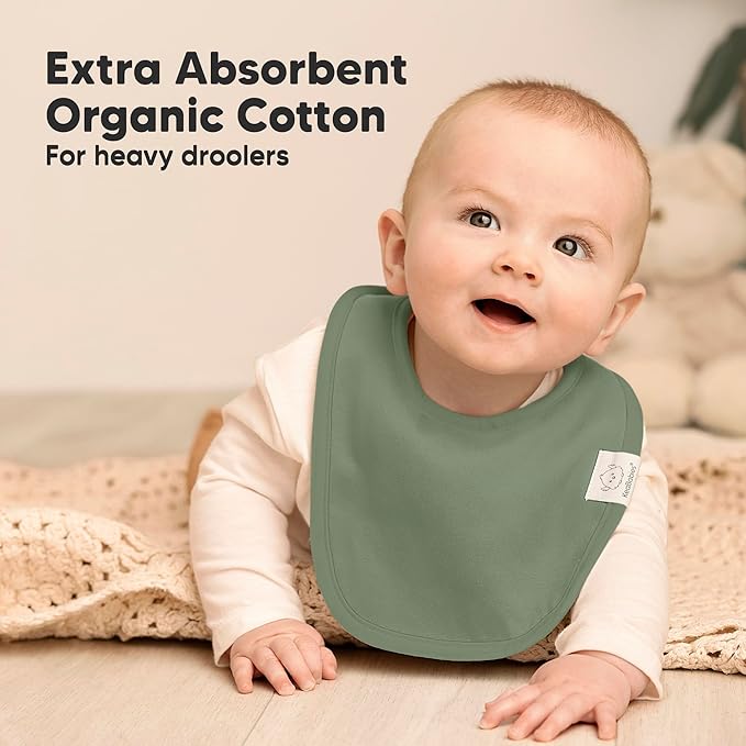 8-Pack Organic Baby Bibs for Boys, Girls - Soft Cotton Drooling and Teething Bibs for Baby Girl & Boy, Extra Absorbent, Easy To Clean & Put On for Toddler, Newborn, Infant 0-24 Months (Eclipse)