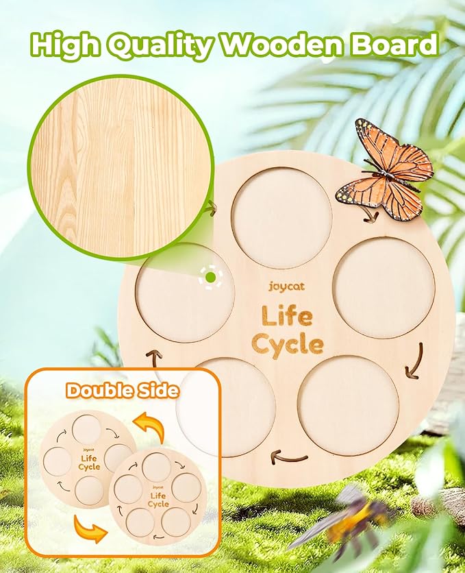 JoyCat Life Cycle Learning Education Toys, Insect Caterpillar to Butterfly kit, Ladybug, Bee, Tadpole to Frog Kit Life Cycle Toys for Kids, Preschool Learning Activities for Age 3 4 5 6 7 8