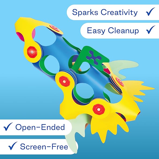 Clixo Rainbow Max 54 Piece Pack - Flexible, Durable, Imagination-Boosting Magnetic Building Toy- Modern, Modular Designs for Hours of STEM Play. A Multi-Sensory Magnet Toy, Travel Friendly. Ages 4-99