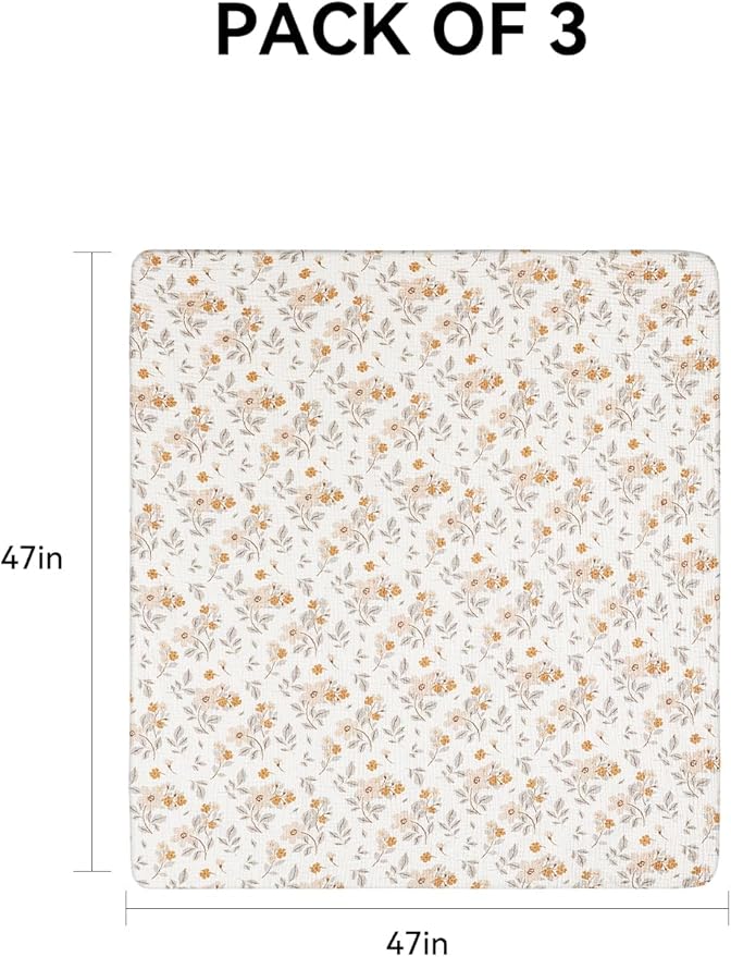 TILLYOU 3 Pack Muslin Swaddles for Newborns Baby Blankets for Girls Boys Cotton Swaddle Blankets 47"X47", Yellow Flower