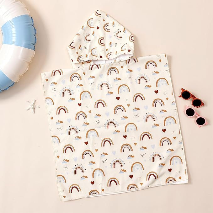 Toddler & Kids Hooded Bath & Beach Towel - Microfiber Wearable Poncho for Bathroom, Pool, Beach