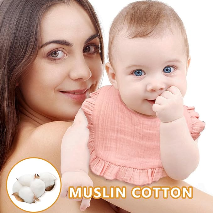 EllieHouse Baby Bibs for Girls Boys 10Pack Muslin Drool Teeth Drooling Teething Bibs Muslin Cotton for Infant Toddler