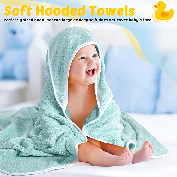 Chumia 6 Pack Baby Bath Towel Coral Fleece Soft Absorbent Newborn Hooded Towel for Kid 30 x 30 Inch Toddler Bath Blanket for Babies Infant Shower Gift(Multicolor)