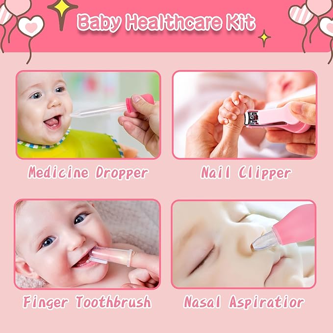 Baby Nail Trimmer Electric,Baby Nail Clippers, 6 in 1 Baby Nail File,Nail File Baby Grooming Kit Manicure Set for Toddler or Adults (Pink 18 in 1)