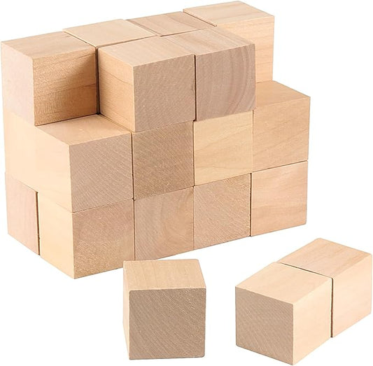 HOIGON 30 PCS 2 x 2 x 2 Inch Wooden Cubes Unfinished Wood Blocks, 5cm Natural Premium Square Blank Wooden Block for Craft Decorating Painting Carving Making DIY