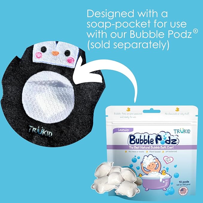 TruKid Lavender Bubble Podz & BubbleGlove Set – Bubble Bath Pods with 2 Wash Gloves for a Calming Bath Routine
