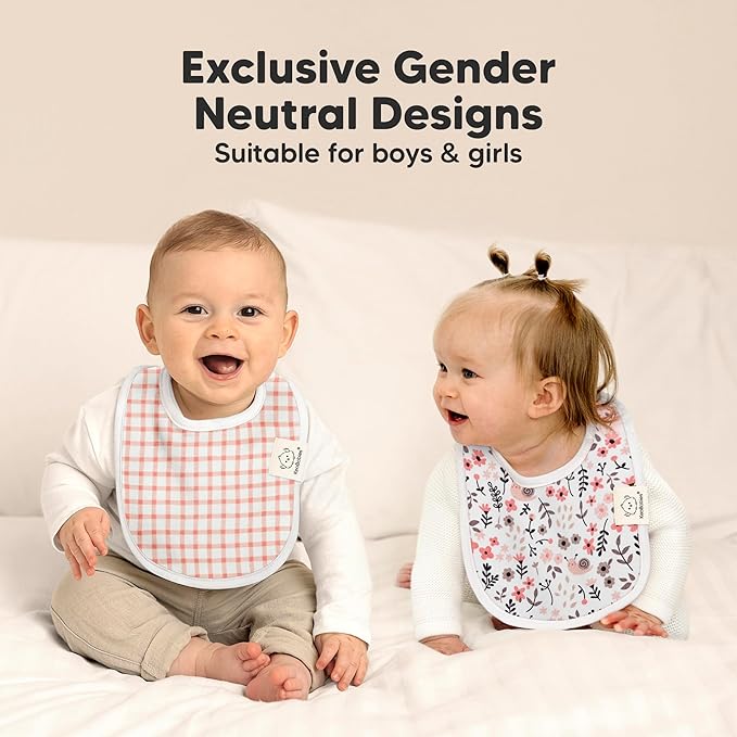 8-Pack Organic Baby Bibs for Boys, Girls - Soft Cotton Drooling and Teething Bibs for Baby Girl & Boy, Extra Absorbent, Easy To Clean & Put On for Toddler, Newborn, Infant 0-24 Months (Prism)