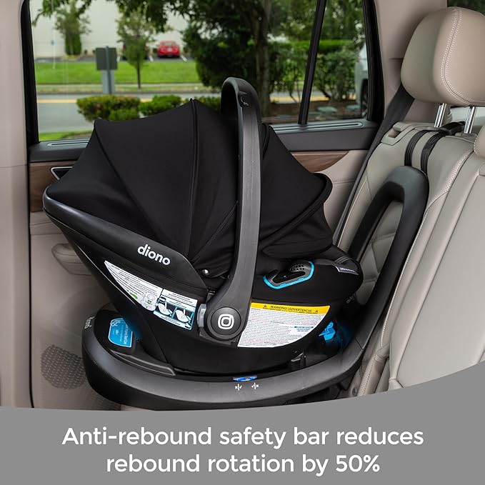 Diono LiteClik30 RXT SafePlus Infant Car Seat and Base, Rear-Facing for Infants 4-30lbs, SafePlus Engineering, with Infant Insert, UPF 50+ Sunshade (Black Storm)