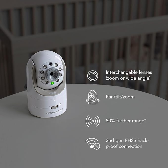 Infant Optics DXR-8 PRO Video Baby Monitor, 720P HD Resolution 5" Display, Patented A.N.R. (Active Noise Reduction), No WiFi, Pan Tilt Zoom, and Interchangeable Lenses