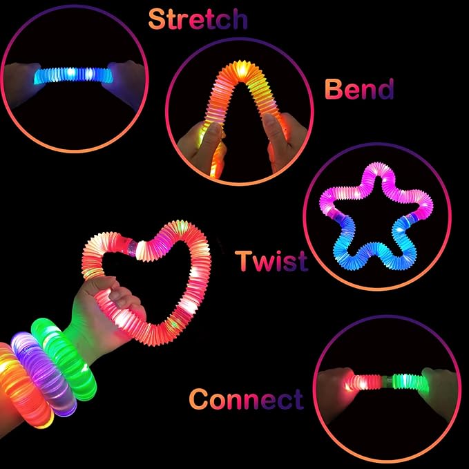 24 PCS Light Up Party Favors Supplies for Kids 4-8-12,Bulk Christmas Glow Sticks Bracelet Necklace Accessories for Toddlers,Birthday Return Gifts,Classroom Treats Goodie Bag Stuffers for Boys Girls