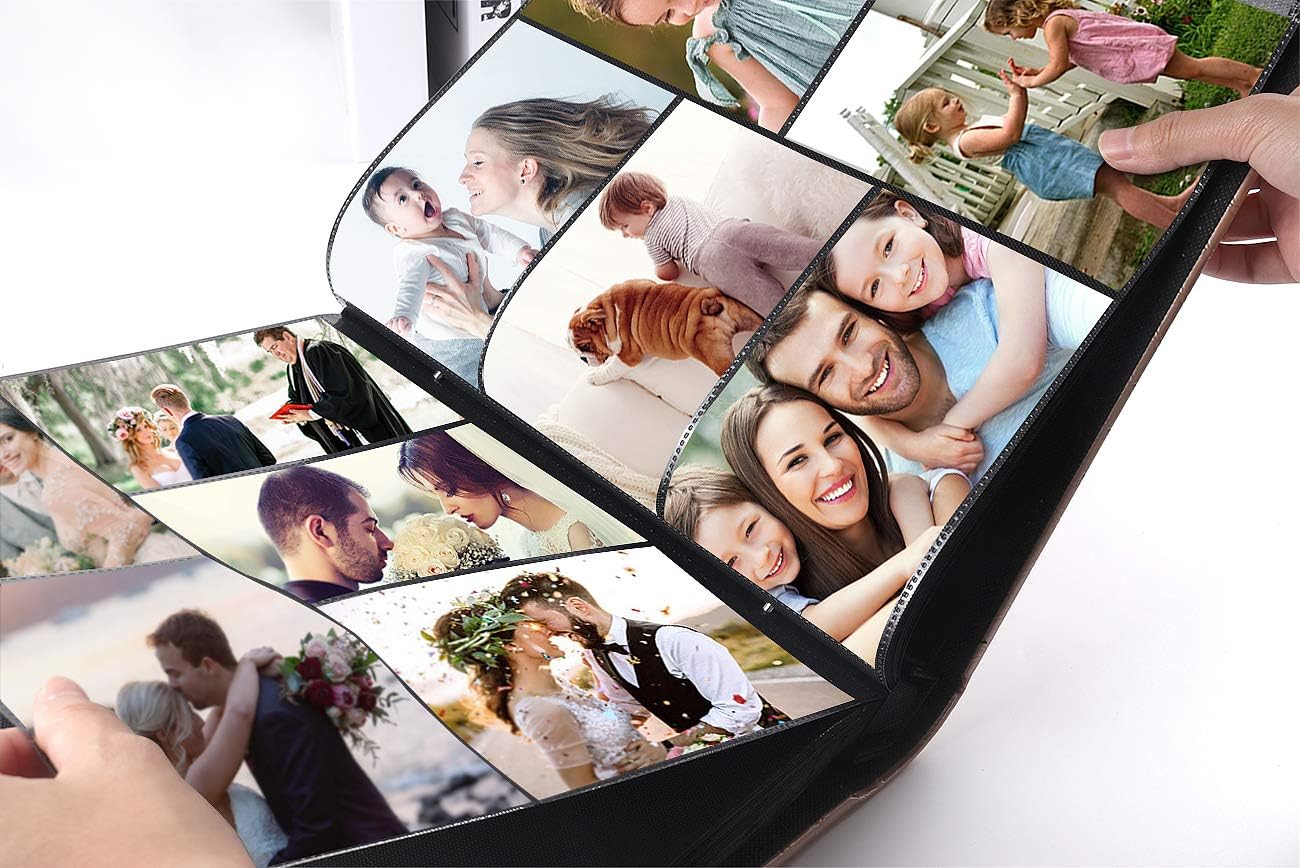 RECUTMS Photo Album 4x6 600 Photos Black Inner Page Button Grain Leather Large Capacity Pockets Pictures Album Birthday Christmas Wedding Anniversary (Purple)