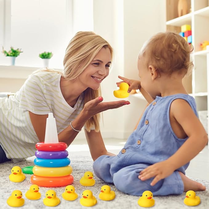 Vinsot 100 Pcs Mini Rubber Ducks Bulk Rubber Duck Bath Toys Squeak Float Bath Toy for Birthday Party Favors Gift Summer Beach Pool Activity Carnival Game(2.17 x 1.97 x 1.85 Inch)