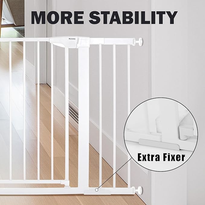 Mumeasy Baby Gate Extentions White - 30" Tall Extra Wide Dog Gate Extender, 2.75" Width Pet Door Accessories for Doorway & Stairs, Pressure Mounted Indoor Satefy Gates No Drilling