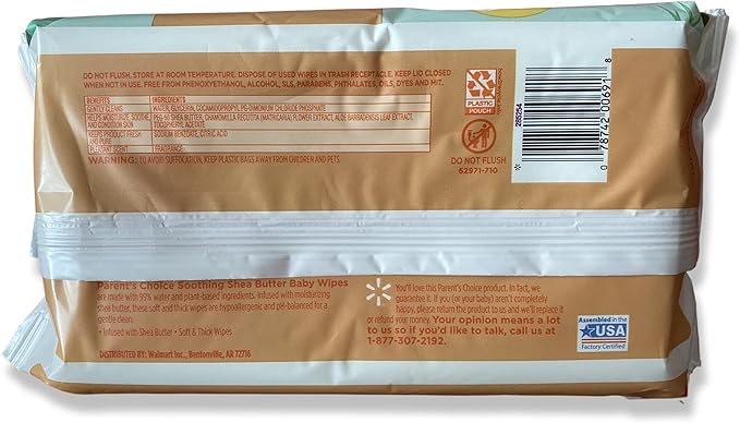 Parent's Choice Baby Wipes 80ct Shea Butter