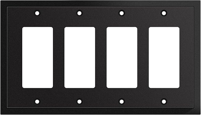 Modern Edge Decorative Wall Plate Switch Plate Outlet Cover, Durable Solid Zinc Alloy (Quad Decorator, Matte Black)