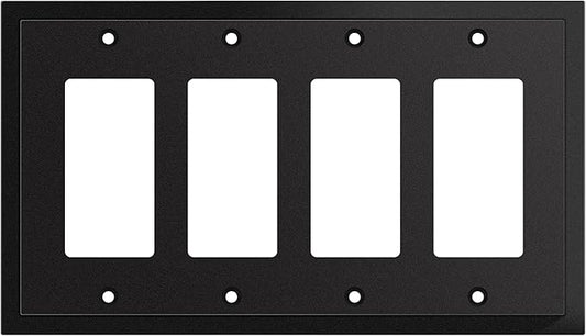 Modern Edge Decorative Wall Plate Switch Plate Outlet Cover, Durable Solid Zinc Alloy (Quad Decorator, Matte Black)