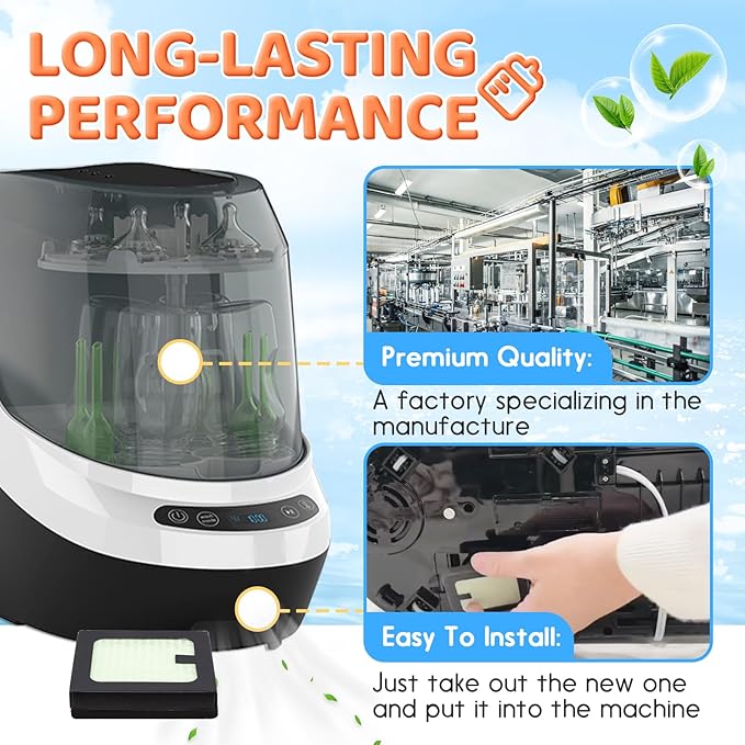 4 Pack HEPA Filter Replacement Compatible with Baby Brezza Bottle Dryer Advanced and Baby Brezza Bottle Washer Pro