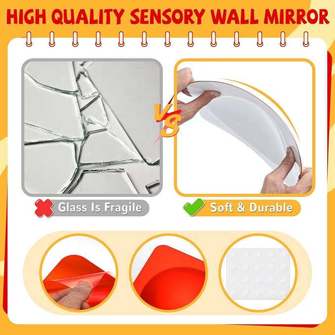 3 Pcs Sensory Wall Toddler Mirror Bubble Mirror Acrylic Wall Mirrors Bubble Mirrors Sensorial Toys for Kids Classroom Home Sensory Room Decor Visual Tactile Stimulation Cognitive Development