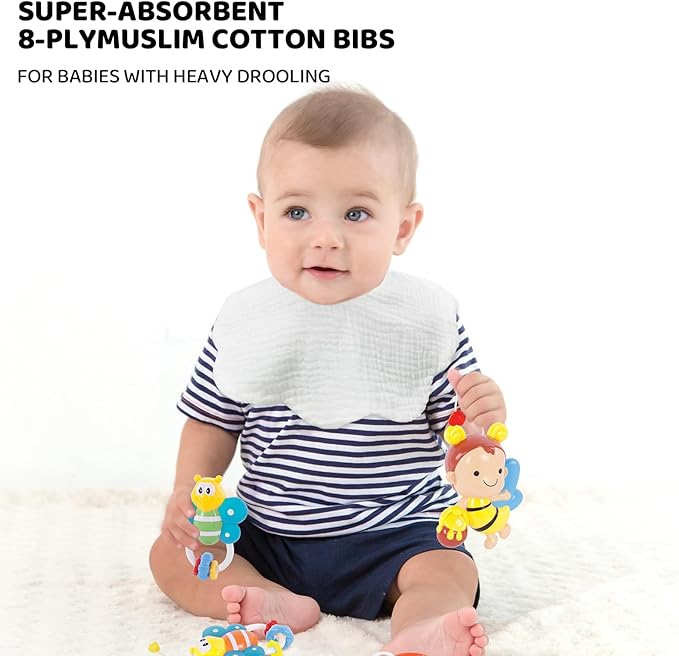 Baby Bibs Muslin Bibs for Baby Girl Boy for Drooling and Teething 10 Pack