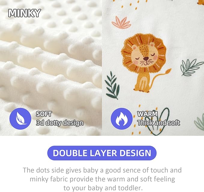 iEvolve Baby Nursery Bed Blankets Ultra Soft Double Layer Mini Blanket Minky Blanket Receiving Blankets Shower Gifts(Lion,45 * 60in)
