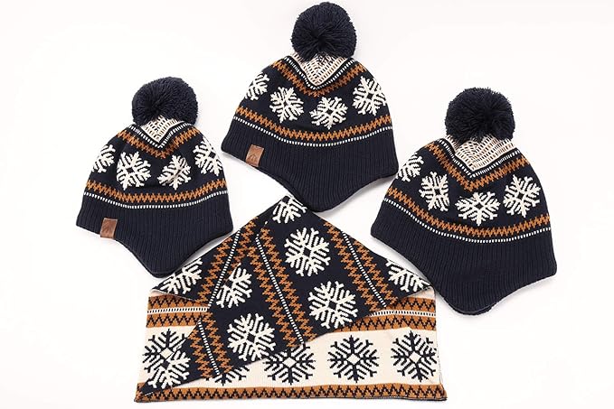 LMLALML Boys Winter Hat Earflap Knitted Beanie for Kids Warm Fleece Lined Thicken Hat for Baby