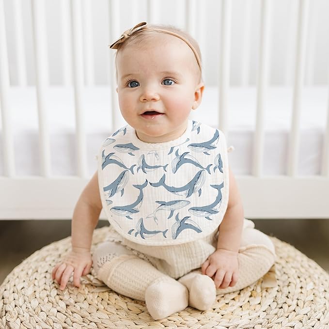 Konssy 6-Pack Muslin Baby Bibs for Boys & Girls, Soft Cotton Absorbent Bandana Drool Bibs for Drooling & Teething