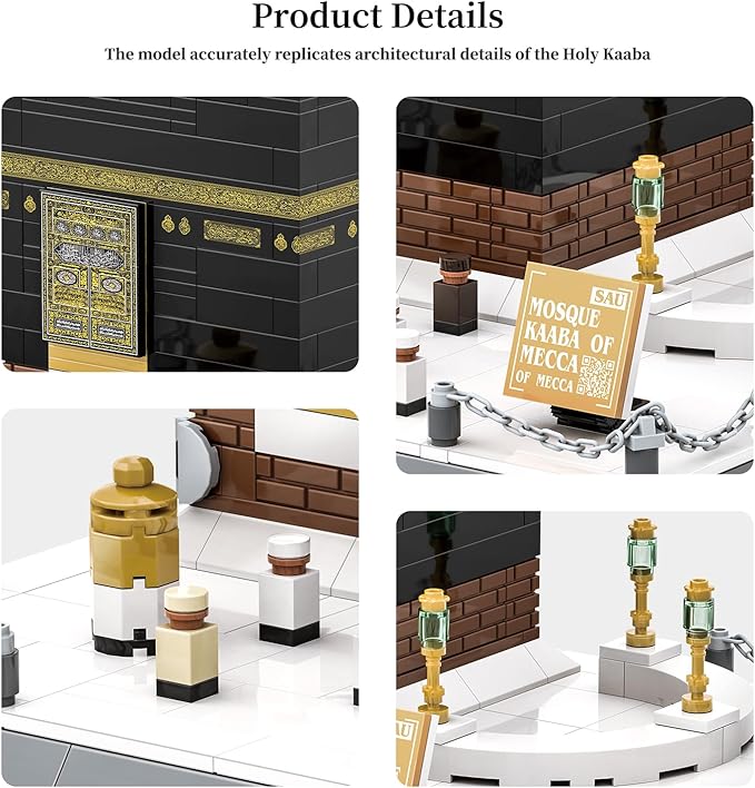 Islamic Mosque Kaaba Architectural Model Building Block Sets Muslim Bricks Toy hajj kit eid Gifts for Kids Adult 446 Pieces