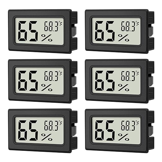 6-Pack Mini Hygrometer Indoor Humidity Meter, Mini Digital Thermometer Humidity Gauge Meter, Indoor Thermometer Hygrometer Monitor Fahrenheit (℉) for Reptile Thermostat, Jars Reptile, Fridge