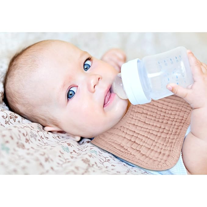 Tallew 8 Pack Muslin Burp Cloths and Baby Bibs for Boy Girl 20" x 10" Cotton Baby Bandana Drool Bibs Muslin Burp Cloths Absorbent Rag for Newborn Toddler Infant Gifts(Elegant Color)