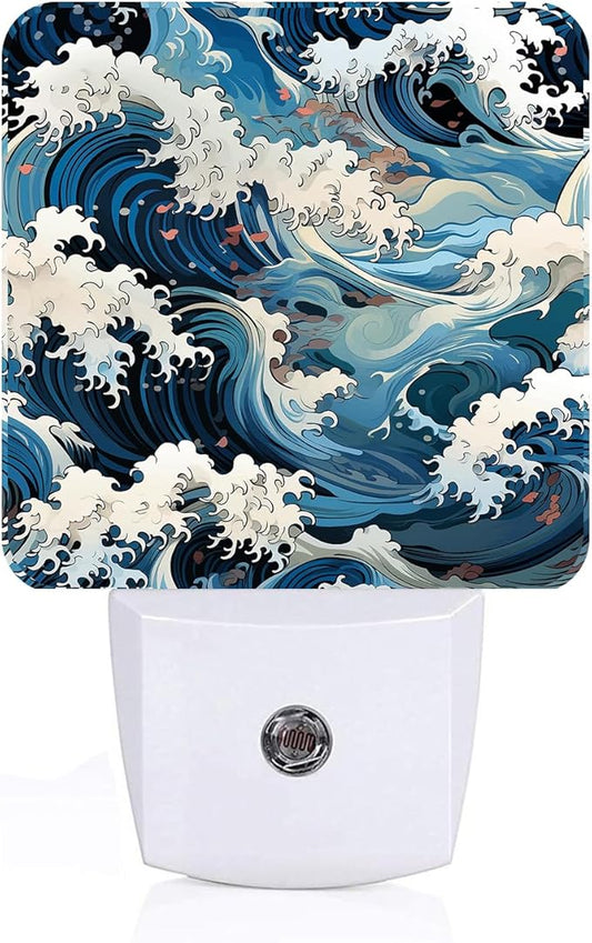 Movement of Waves Night Light,Plug-in Night Lights with Dusk to Dawn Sensor for Stairway,Hallway,Bedroom Sleep Friendly Ideal for Women/Girls/Boys Gift,0.5w