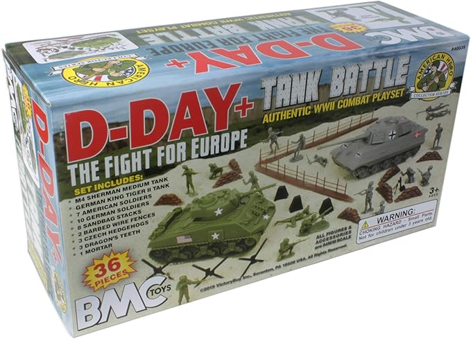 BMC WW2 D-Day Tank Battle - 36pc Plastic Army Men Playset