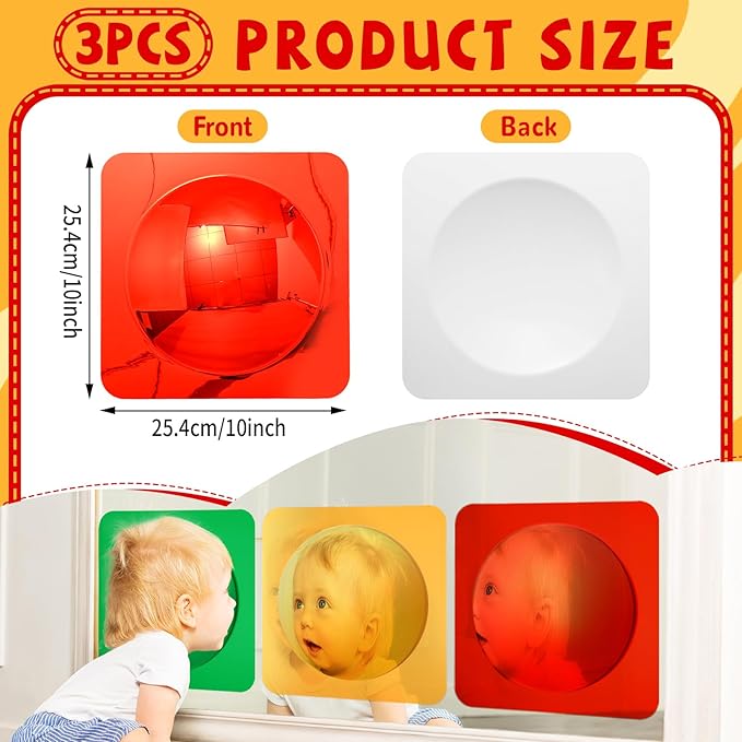 3 Pcs Sensory Wall Toddler Mirror Bubble Mirror Acrylic Wall Mirrors Bubble Mirrors Sensorial Toys for Kids Classroom Home Sensory Room Decor Visual Tactile Stimulation Cognitive Development