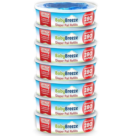 Diaper Pail Refill Bags Compatible with Playtex Diaper Genie- 1960 Count (7 Sets of 1 Pack) – by BabyBreeze
