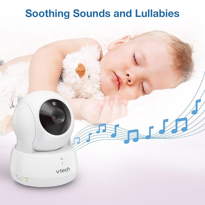VTech VM924 Remote Pan-Tilt-Zoom Video Baby Monitor, 5" LCD Screen, Up to 17 Hrs Video Streaming, Night Vision, Up to 1000ft Range, Soothing Sounds, 2-Way Talk, Temperature Sensor,Secured Transmission