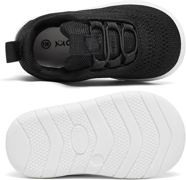 MORENDL Toddler Slip On Sneakers Baby Walking Shoes Non-Slip Breathable Unisex Pink Mesh Lace-Up Athletic Sneakers Infant Running Shoes