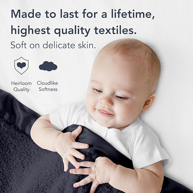 Little Giraffe Chenille Baby Blanket – 29x35” Soft Chenille with Satin Trim, Midnight - Ultra-Soft, Gentle & Safe, Lightweight & Breathable - Ideal for Newborns & Toddlers