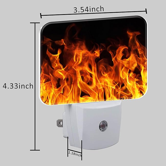 Burning Flame Plug in Night Lights, Fire Flames Nightlight Plug Into Wall Dusk to Dawn Sensor for Kid Girls Boys Women Men Bedroom, Hallway, Kitchen, Bathroom, Stairs Decor