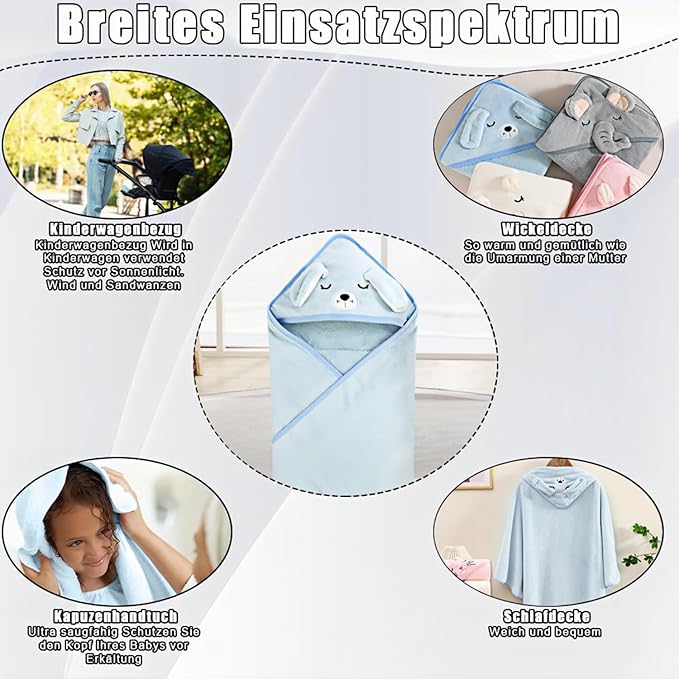 Baby Hooded Towels,31 x 31 in Baby Washcloths, Infant Super Soft Baby Bath Towels with Hood for Toddlers1-3,Highly Absorbent Viscose Hooded Towel for Boys, Girls, Newborn Essentials